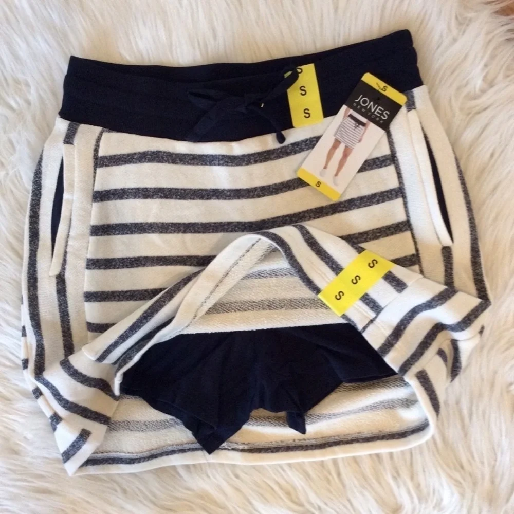 Skort Knit Skirt Black Cream Drawstring